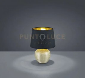 Luxor lampada tavolo base ceramica oro e paralume nero interno oro ...