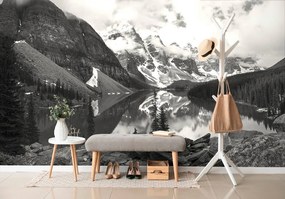 Carta da parati – Splendido paesaggio montano bianco e nero
