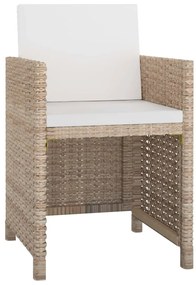 Set da pranzo da giardino 9 pz con cuscini in polyrattan beige