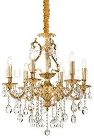 Gioconda sospensione 6 luci attacco e14 in cristallo molato oro