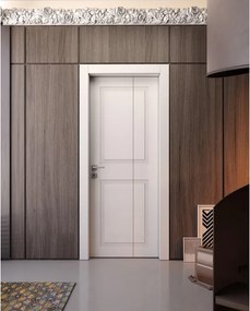 Porta interna pieghevole a libro asimmetrica Monaco in legno laccato colore bianco, L 60 x H 210 cm, apertura a destra