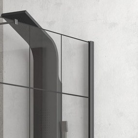 Parete doccia fissa 140cm finitura colore nero NICO-W1000 - KAMALU