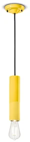 Sospensione Piccola Vintage Decò Pi Ceramica Giallo Limone 1 Luce E27