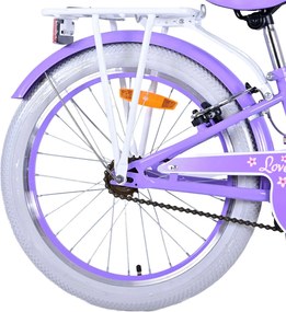 Bicicletta per Bambine 20" Freni Vbrake Cambio Shimano 7 Marce e Cavalletto con Cestino e Portapacchi Viola...
