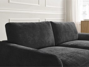 Divano angolare nero (con penisola a destra/con chaise lounge) con rivestimento in ciniglia Leonore – Bobochic Paris