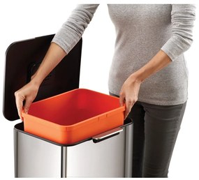 Bidone in acciaio per rifiuti differenziati in argento 60 l Totem Max - Joseph Joseph