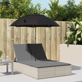 Lettino Prendisole Cuscini E Parasole Grigio Chiaro Polyrattan /