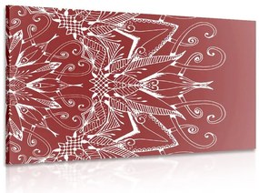 Stampa su tela – Mandala bianco su sfondo bordeaux