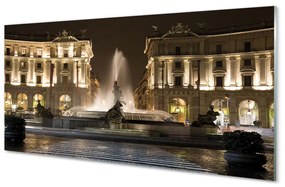 Quadro acrilico Night Square di Roma Fountain 100x50 cm