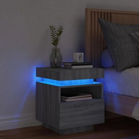 Comodino Con Luci Led Grigio Sonoma 40x39x48,5 Cm /
