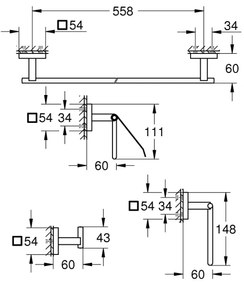 GROHE 41115000 - Set di accessori START CUBE 558 mm cromo lucido