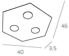 Plafoniera Moderna Esagonale Hexagon Metallo Marrone 3 Luci Led 12X3W