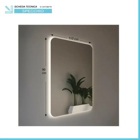 Specchio reversibile 110x90 illuminazione perimetrale LED e spessore 4 mm
