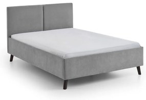 Letto matrimoniale imbottito grigio con rete inclusa 140x200 cm Piano – Meise Möbel