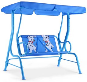 Costway Altalena dondolo da giardino per bambini con 2 posti e tetto regolabile 117x78x116cm Blu