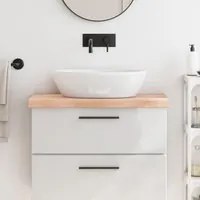 Piano Bagno 80x40x6 cm in Legno Massello Non Trattato 3156022