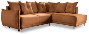 Divano letto angolare in velluto a coste color mattone (angolo destro) Lazy Lukka - Miuform