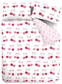 Set copripiumino e federa bianco e rosa per letto matrimoniale 200x200 cm Cherries and Bows – Catherine Lansfield