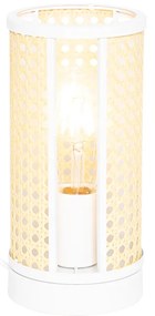 Lampada da tavolo orientale bianca con rattan 12 cm - Akira