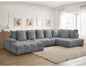 Divano angolare grigio scuro allungabile e con contenitore (penisola a destra/a U) con rivestimento in ciniglia Everest – Bobochic Paris