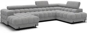 Divano angolare grigio allungabile (con penisola a destra/a U) con rivestimento in bouclé Feraria – ELTAP
