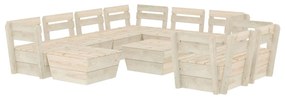 Set divani da giardino su pallet 10 pz in legno abete impregnato