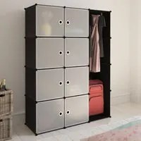 Armadio Modulare con 9 Scomparti 37x115x150 cm Nero e Bianco