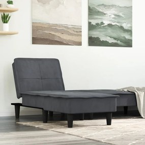 Chaise Longue İn Velluto Grigio Scuro /