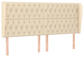 Testiera ad orecchio crema 203x23x118/128 cm in tessuto