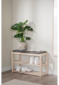 Scarpiera nera in legno di quercia con panca Confetti - Rowico