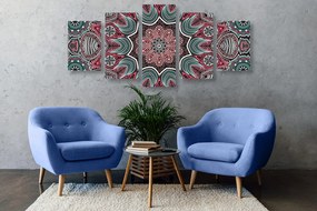 Quadri 5 pezzi – Mandala indiana con motivo floreale