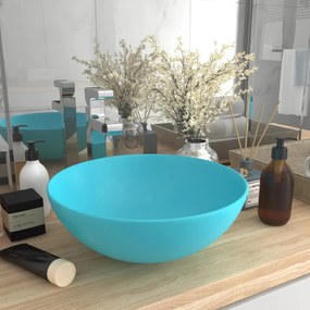 Lavandino Da Bagno İn Ceramica Verde Chiaro Rotondo /
