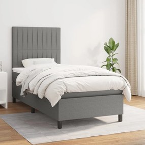 Giroletto A Molle Con Materasso Grigio Scuro 90x190 Cm Tessuto /