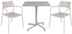 OPERA - set tavolo in alluminio e teak cm 70 x 70 x 73 h con 2 poltrone Aviim