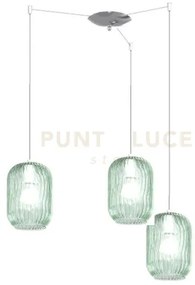 Sospensione cromo 3 luci spostabile vetri verde 1181cr-s3 s-ve