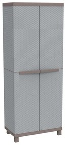 Armadio per scope C-Rattan 3680 in polipropilene, grigio chiaro L 68 x H 170 x P 39 cm, 2 ante, adatto per esterno riparato