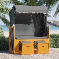 Strandkorb Tettoria Polyrattan Legno Massello Nero e Antracite