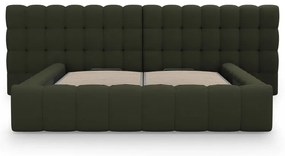 Letto matrimoniale imbottito verde con spazio contenitivo e rete 200x200 cm Mamaia - Micadoni Home
