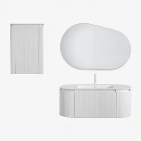 Set Mobili Da Bagno In Legno Carsone Con Lavabo Integrato Bianco & Bianco & Ovalado Led Y Antivaho (120x80 Cm) Meunier & Bianco ↑20 Cm - Sklum