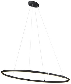 Lampada a sospensione di design nera ovale 120 cm con LED dimmerabile a 3 livelli - Ovallo