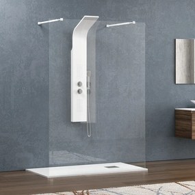 Kamalu - Walk-in 170cm con staffe bianche vetro trasparente 8mm KW3000B