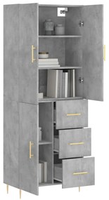 Credenza grigio cemento 69,5x34x180 cm in legno multistrato