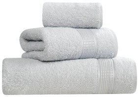 Set asciugamani cotone grigio chiaro viso, ospite e telo doccia