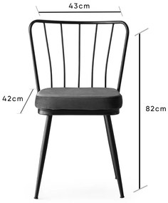 Set di 2 sedie da pranzo in metallo antracite Yildiz - Kalune Design