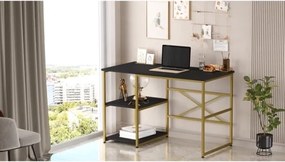 Scrivania Industrial Con Ripiani Laterali 120x60x75H Oro E Nero Voyage