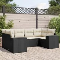 Set Divano da Giardino 6 pz con Cuscini Nero in Polyrattan 3222975