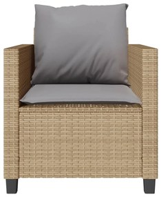 Set da bistrò 3 pz con cuscini beige in polyrattan