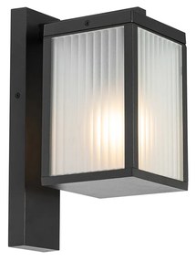 Lanterna da parete per esterni nera con vetro rigato IP44 - Charlois