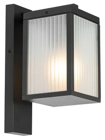 Lanterna da parete per esterni nera con vetro rigato IP44 - Charlois
