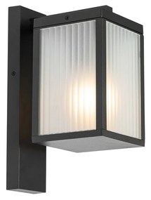 Lanterna da parete per esterno nera con vetro rigato IP44 - Charlois